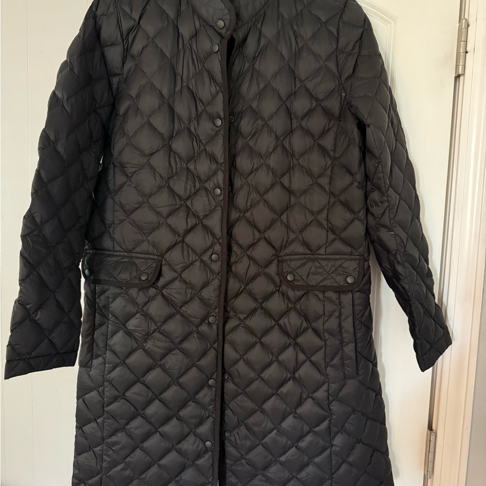 J. Jill Black Quilted Puffer Coat